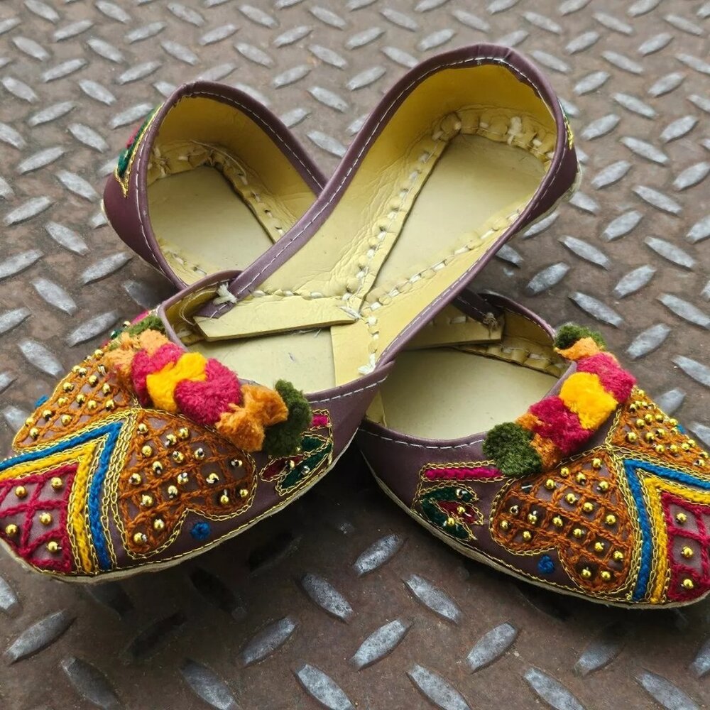 Women Khussa Shoes handmade Sandal Embroidery Multi Color Flat
